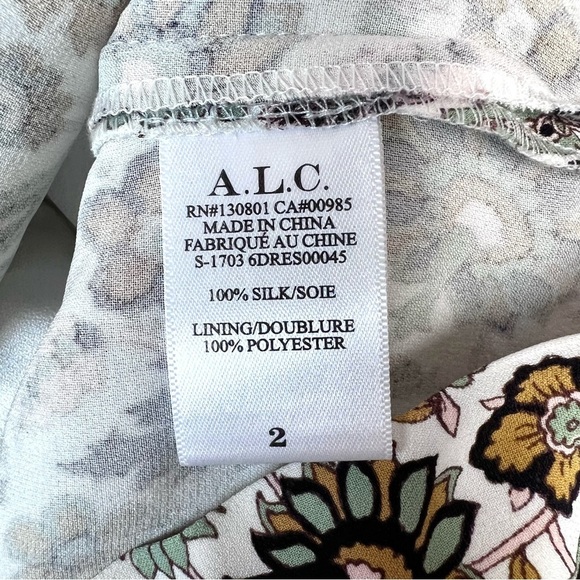 A.L.C. Silk Floral Paisley Tordi Long Sleeve Peplum Pocket Dress - Picture 9 of 11